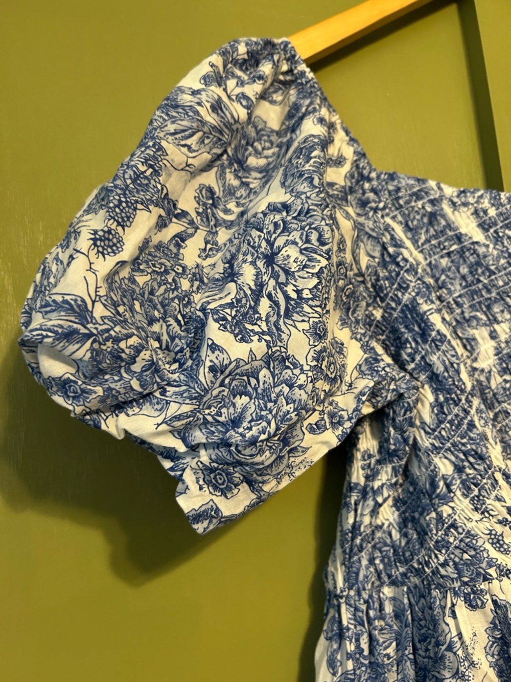 Simply Southern Collection Blue Floral Smocked Puff-Sleeve Dress - Picture 3 of 7